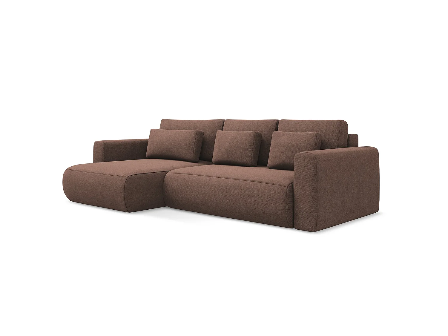 3-Sitzer Ecksofa mit Schlaffunktion - Ecke Links - Strukturstoff - Puderrosa - PERUGIA