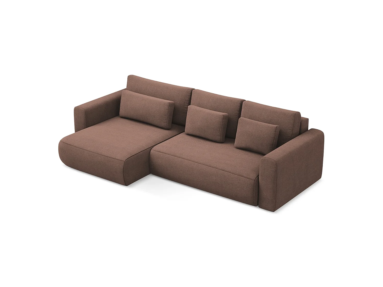 3-Sitzer Ecksofa mit Schlaffunktion - Ecke Links - Strukturstoff - Puderrosa - PERUGIA