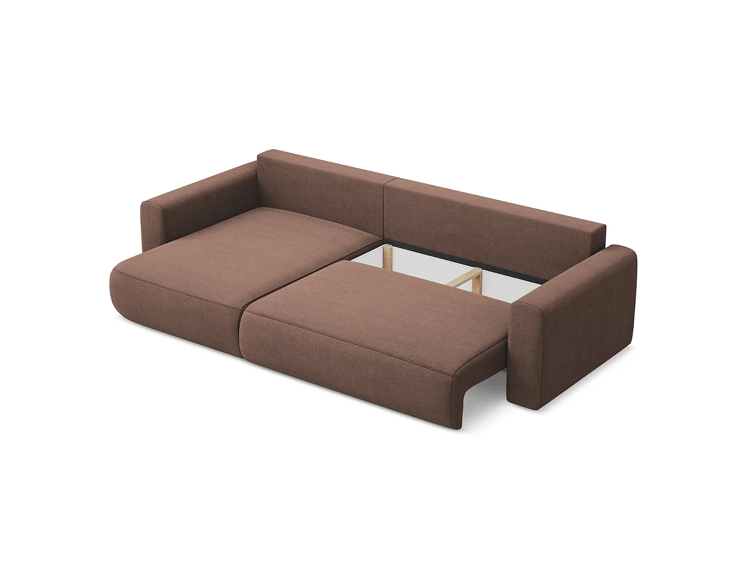 3-Sitzer Ecksofa mit Schlaffunktion - Ecke Links - Strukturstoff - Puderrosa - PERUGIA