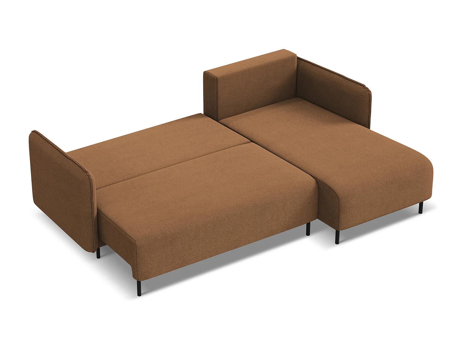 Ecksofa mit Schlaffunktion - Ecke Rechts - Strukturstoff - Terrakotta - LUANA