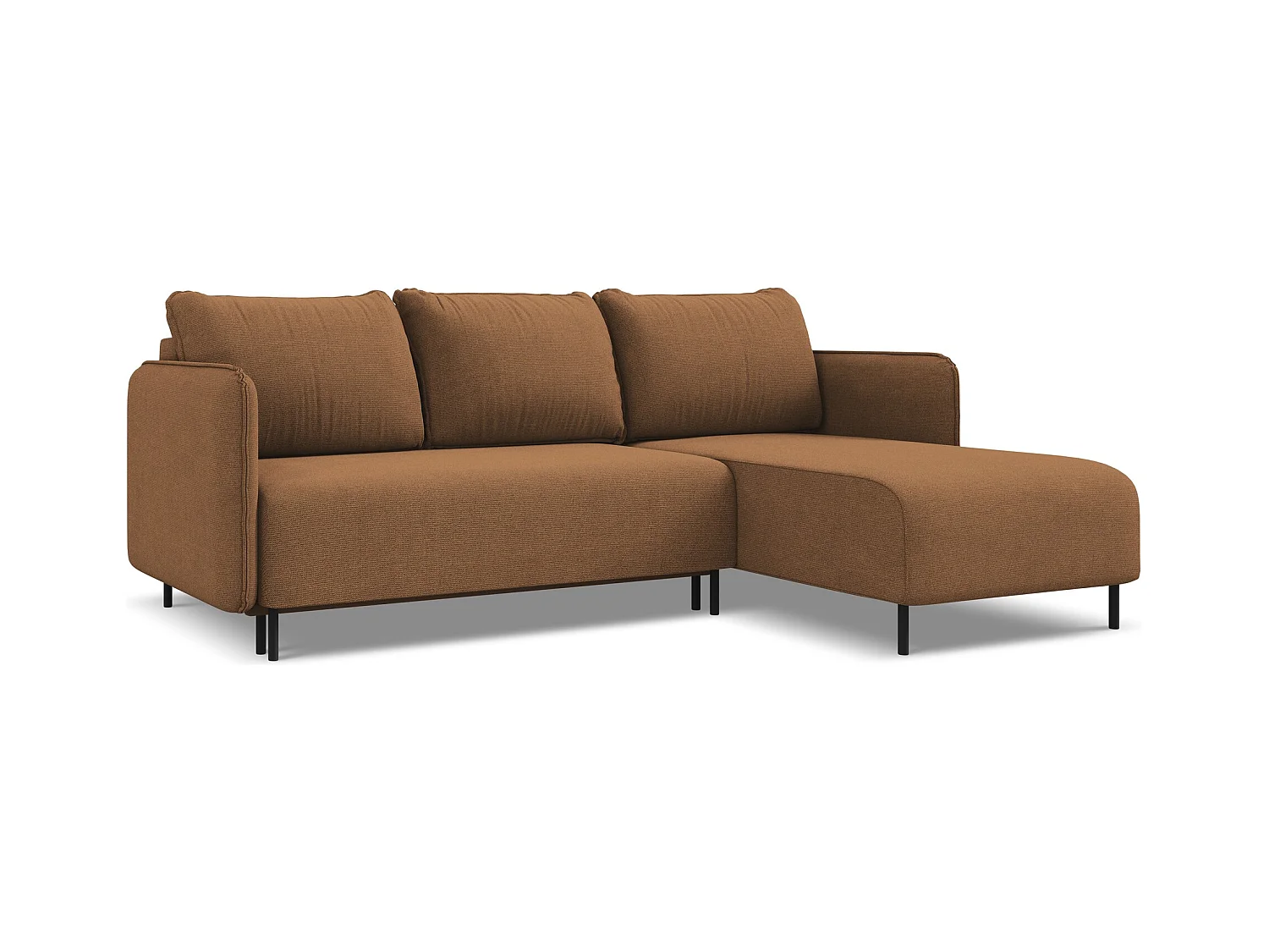 Ecksofa mit Schlaffunktion - Ecke Rechts - Strukturstoff - Terrakotta - LUANA