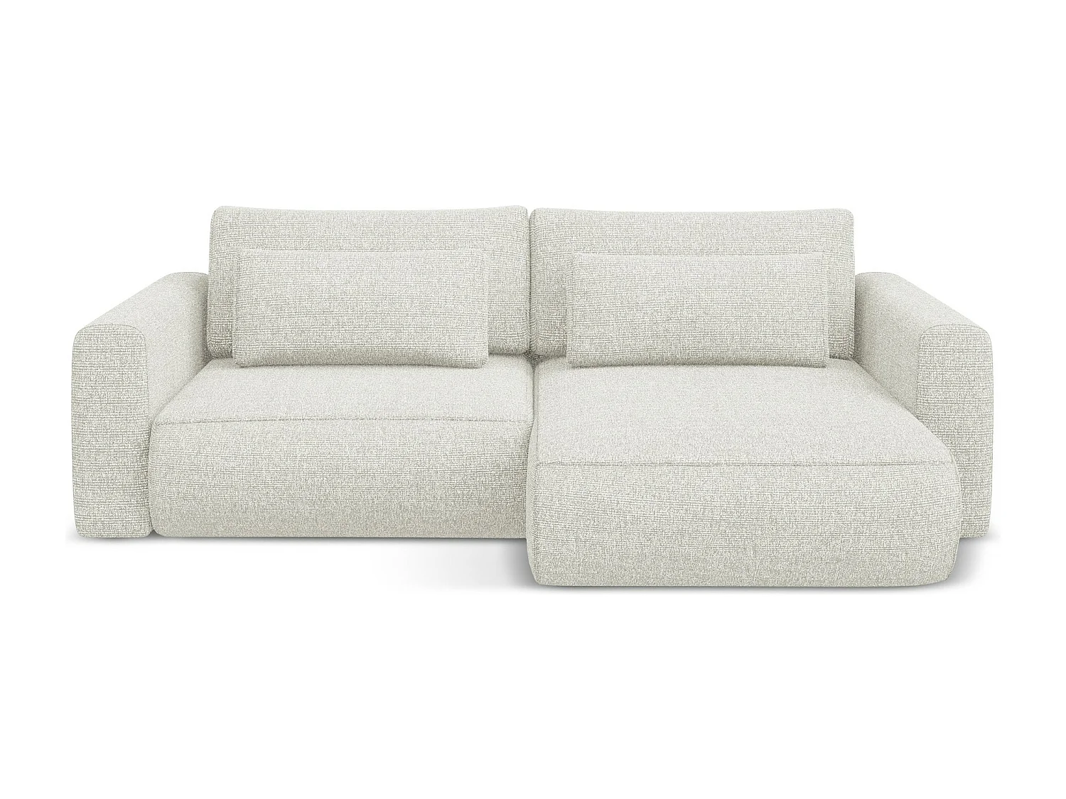 Canapé d’angle 2,5 places droit convertible en tissu texturé - blanc beige - KAPUA