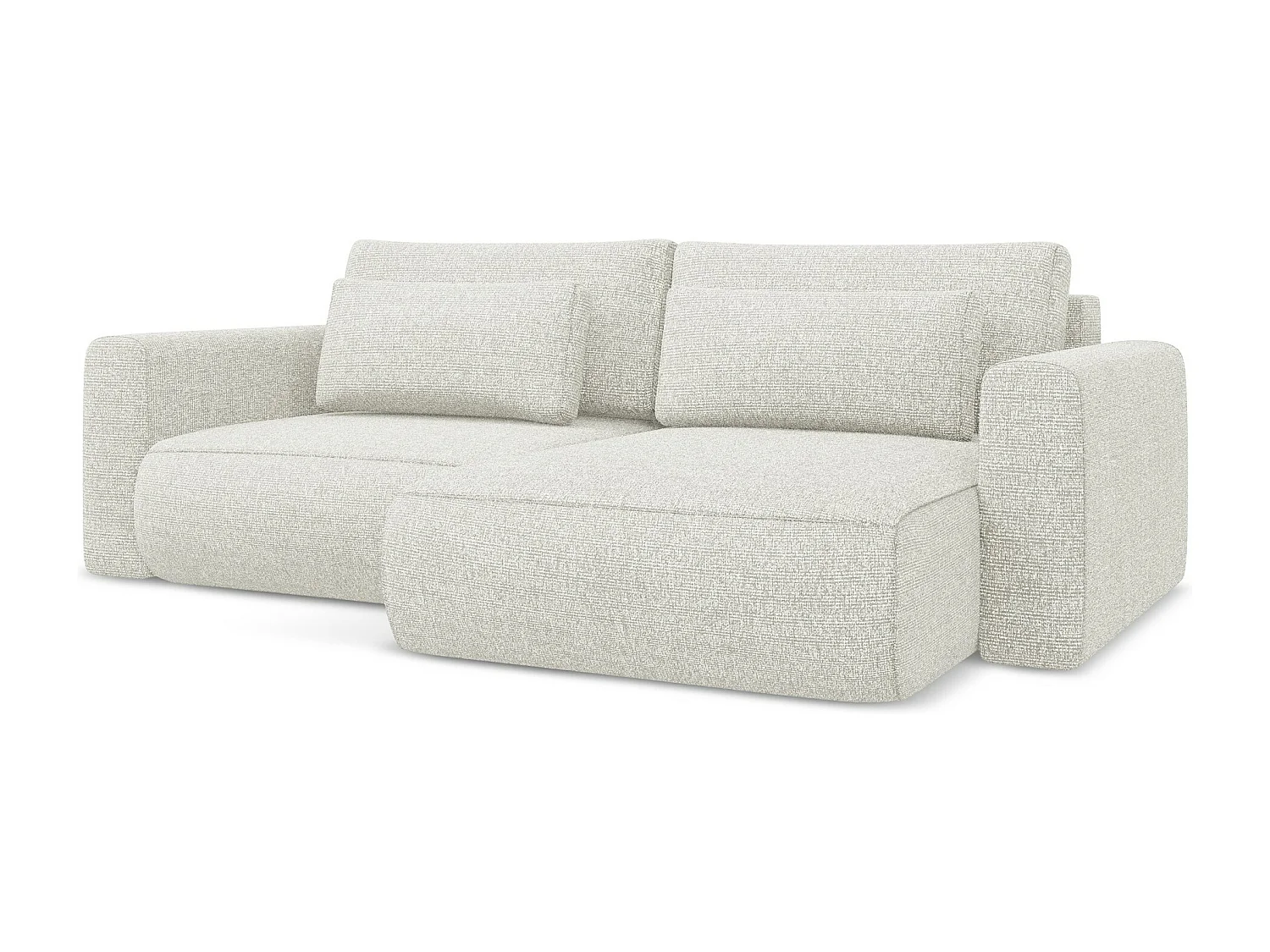 Canapé d’angle 2,5 places droit convertible en tissu texturé - blanc beige - KAPUA