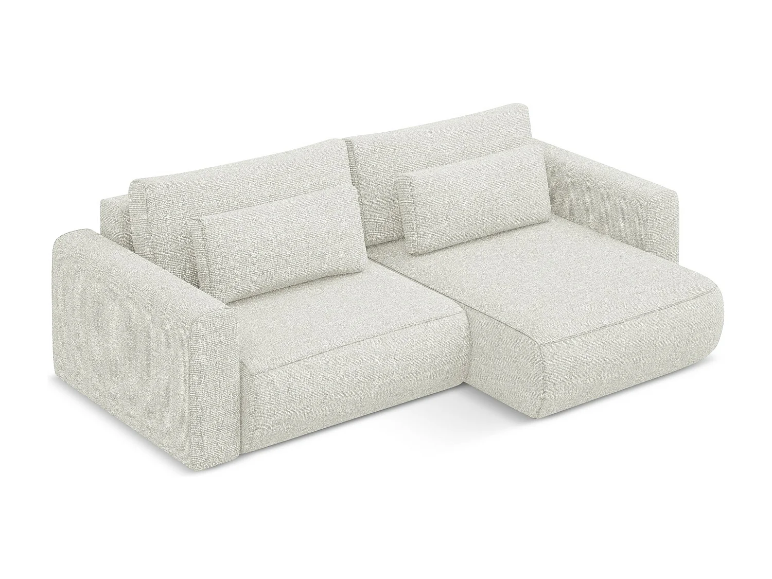 Canapé d’angle 2,5 places droit convertible en tissu texturé - blanc beige - KAPUA