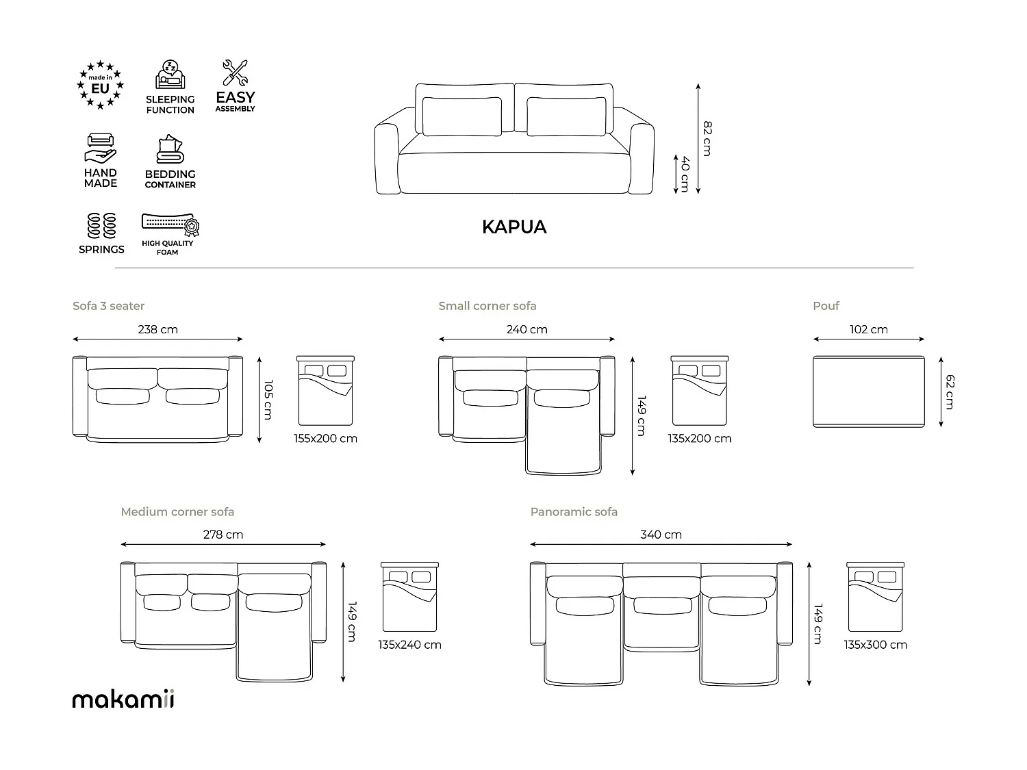 Canapé d’angle 2,5 places droit convertible en tissu texturé - blanc beige - KAPUA