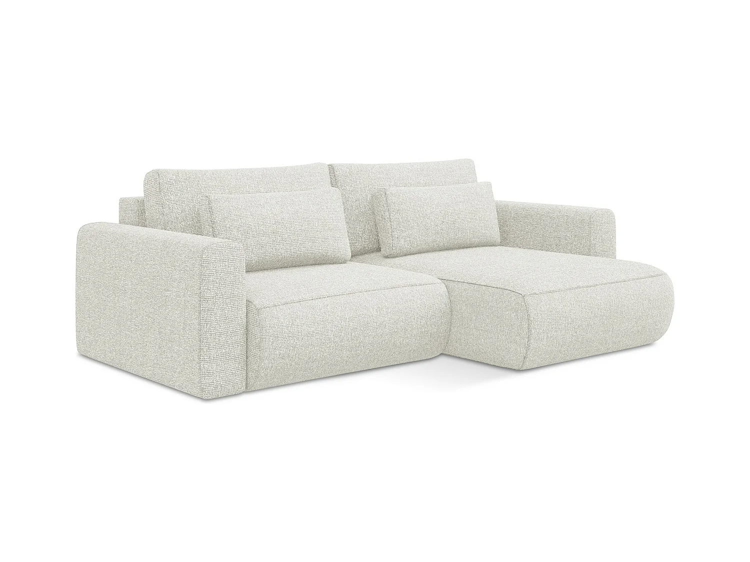 2-Sitzer Ecksofa mit Schlaffunktion - Ecke Rechts - Strukturstoff - Hell beige - KAPUA