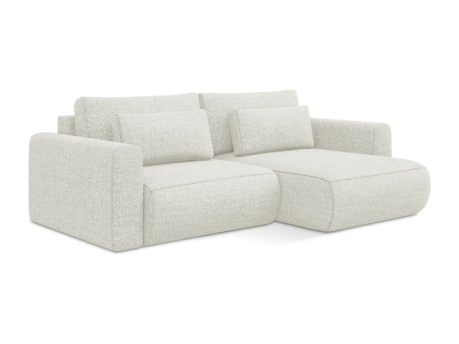 Canapé d’angle 2,5 places droit convertible en tissu texturé - blanc beige - KAPUA