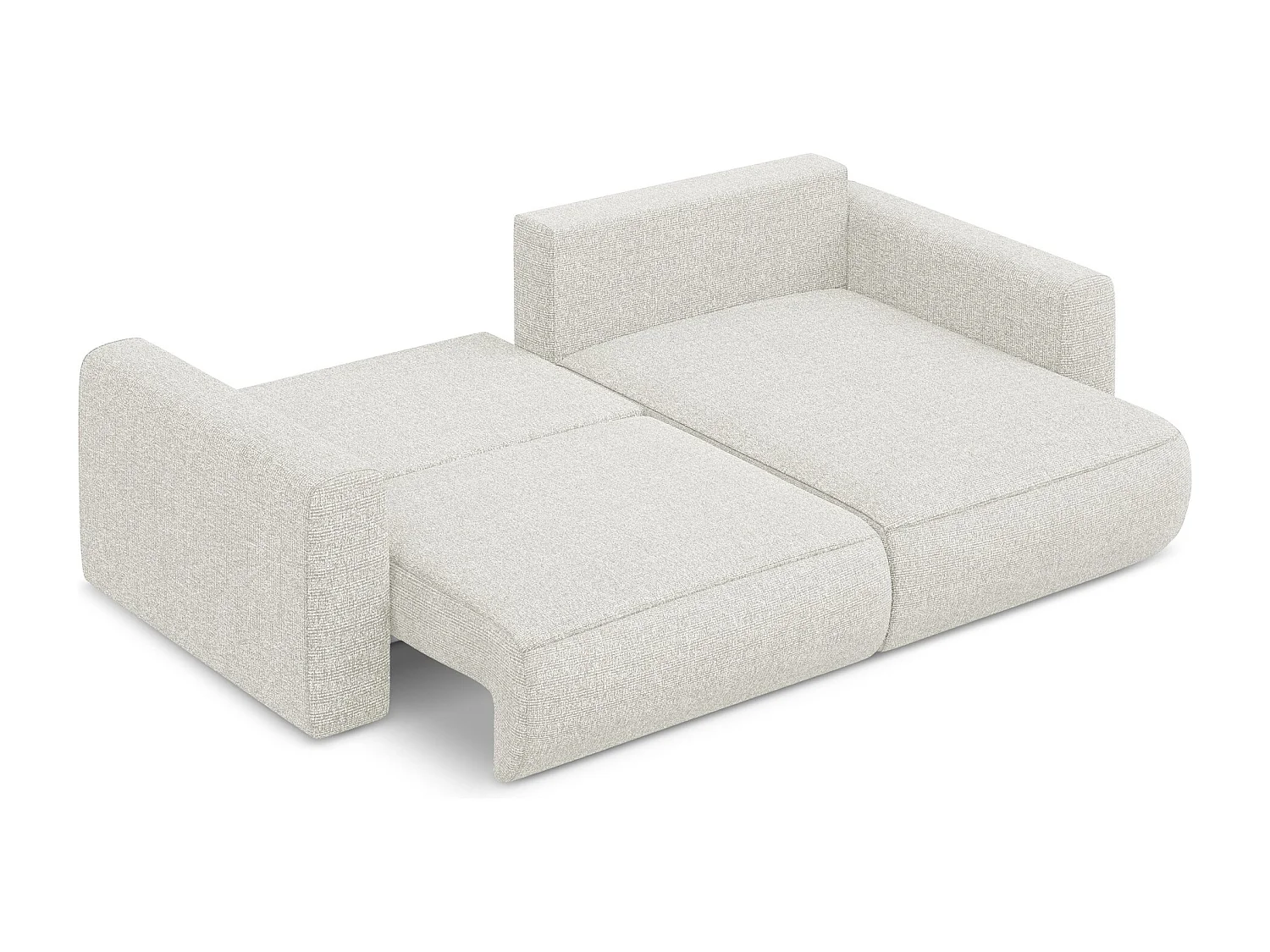 Canapé d’angle 2,5 places droit convertible en tissu texturé - blanc beige - KAPUA