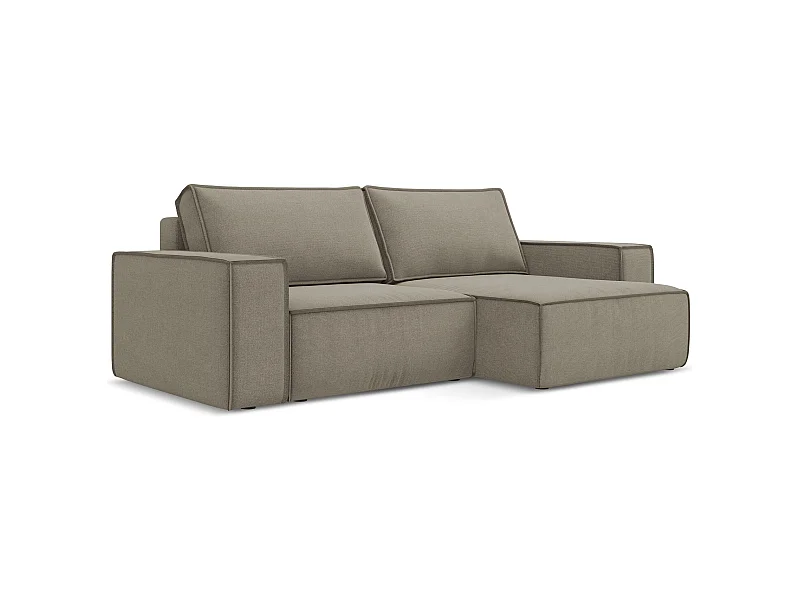 2-Sitzer Ecksofa mit Schlaffunktion - Ecke Rechts - Strukturstoff - Dunkelbeige - KIMO