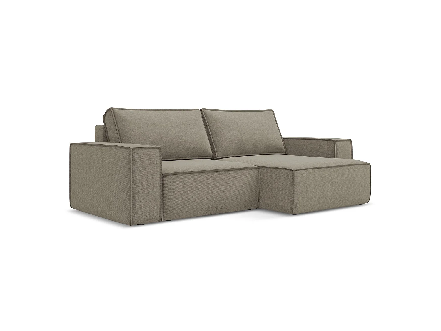 2-Sitzer Ecksofa mit Schlaffunktion - Ecke Rechts - Strukturstoff - Dunkelbeige - LIVORNO