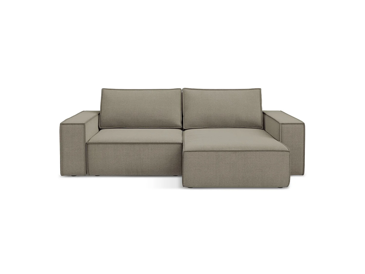 2-Sitzer Ecksofa mit Schlaffunktion - Ecke Rechts - Strukturstoff - Dunkelbeige - LIVORNO