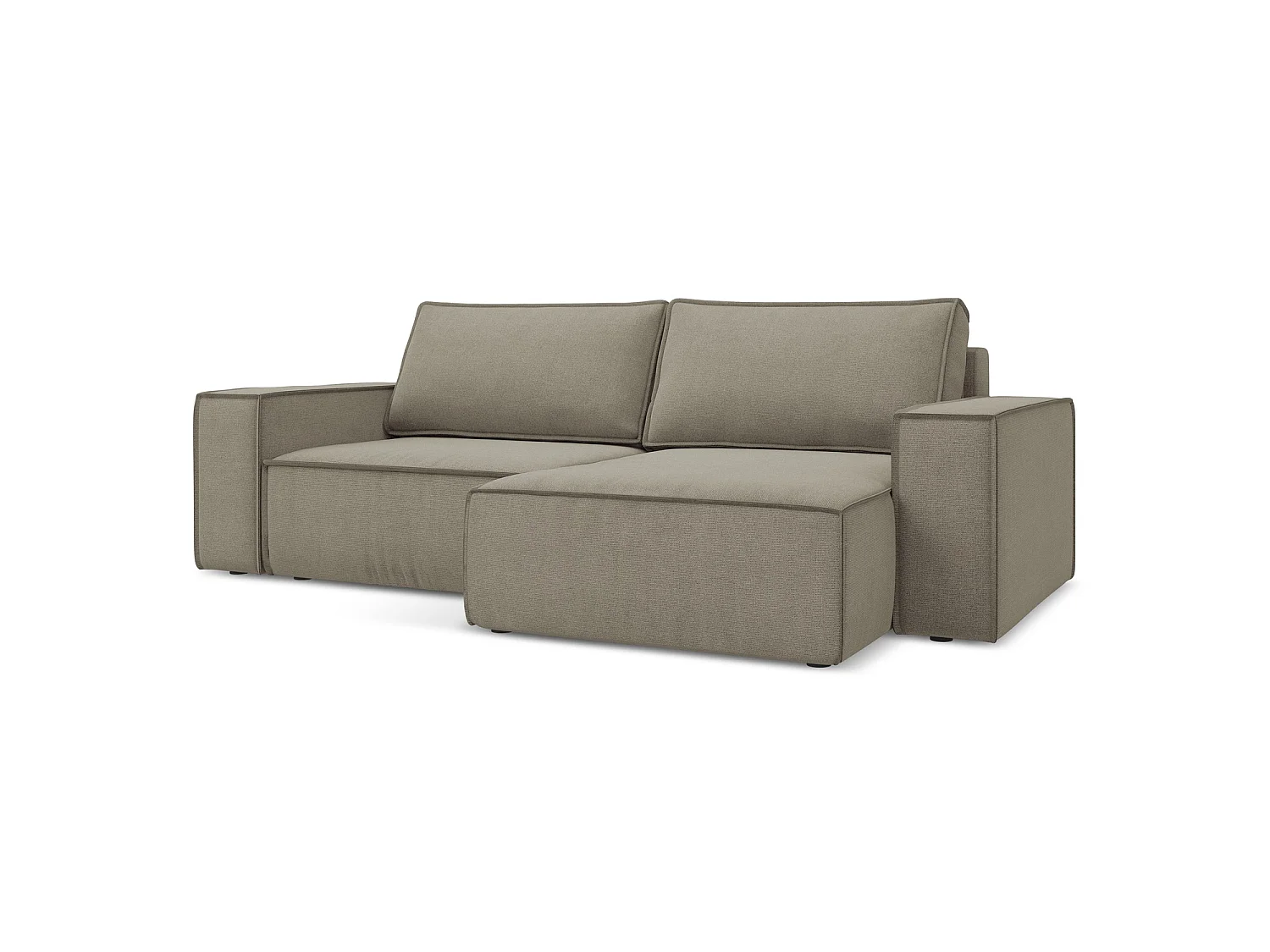 2-Sitzer Ecksofa mit Schlaffunktion - Ecke Rechts - Strukturstoff - Dunkelbeige - LIVORNO