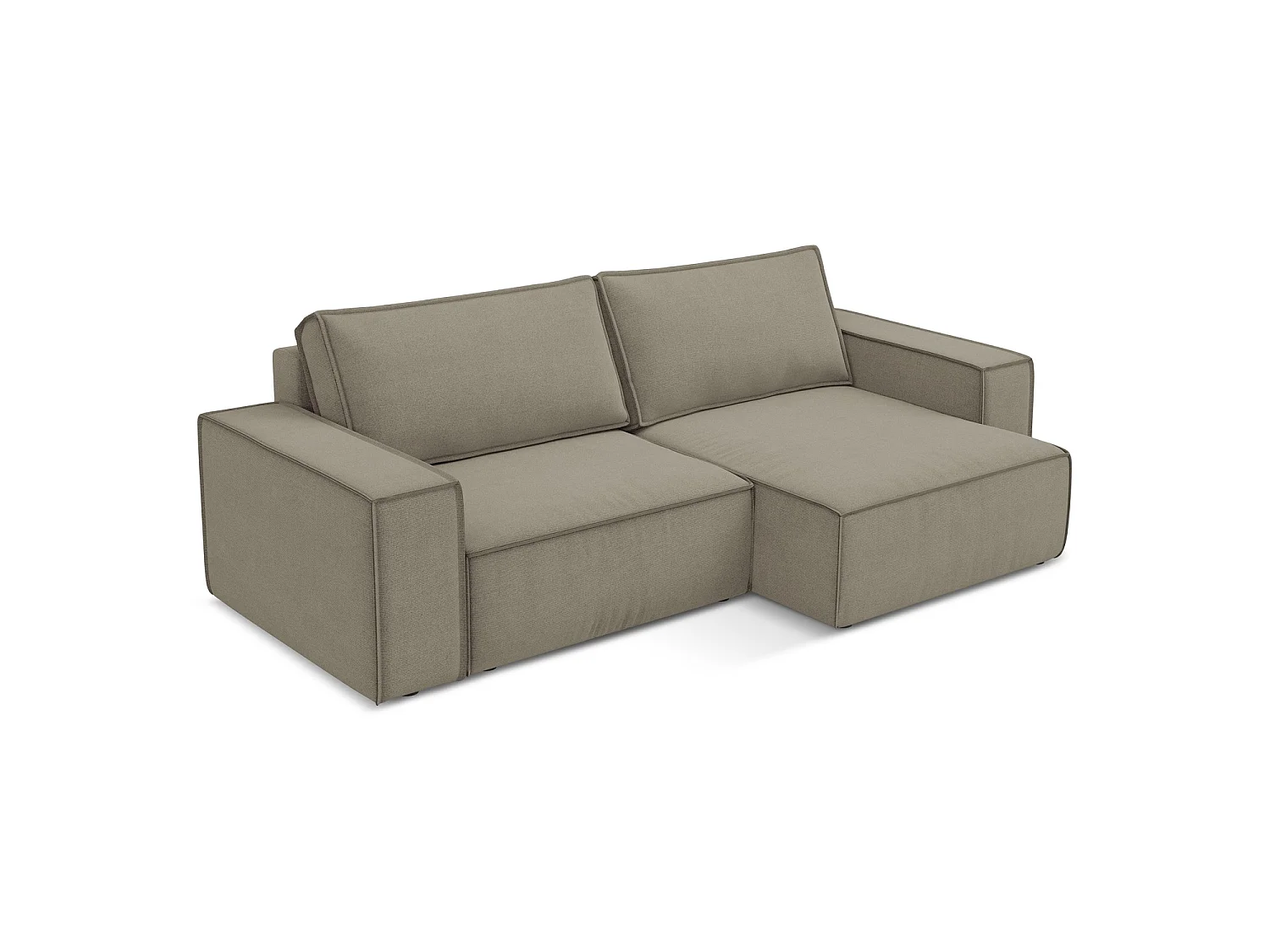 2-Sitzer Ecksofa mit Schlaffunktion - Ecke Rechts - Strukturstoff - Dunkelbeige - LIVORNO