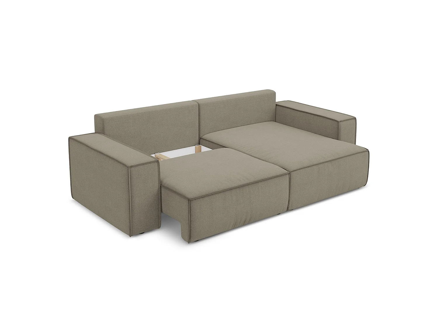 2-Sitzer Ecksofa mit Schlaffunktion - Ecke Rechts - Strukturstoff - Dunkelbeige - LIVORNO