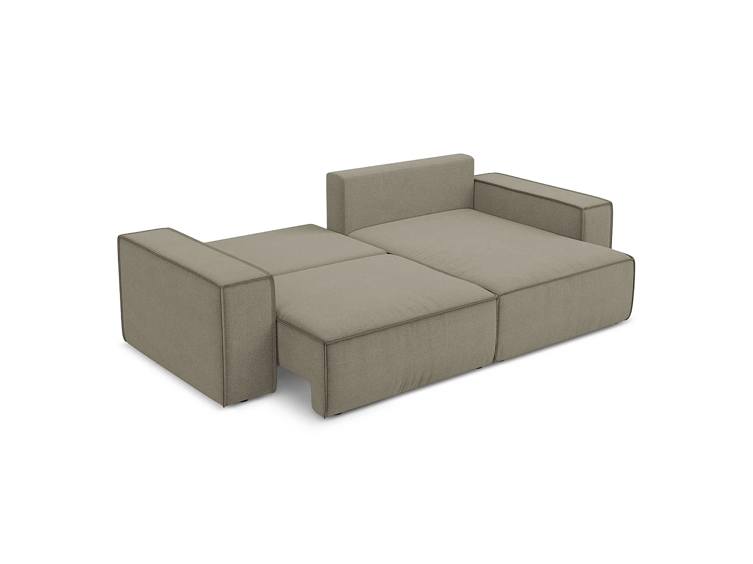2-Sitzer Ecksofa mit Schlaffunktion - Ecke Rechts - Strukturstoff - Dunkelbeige - LIVORNO
