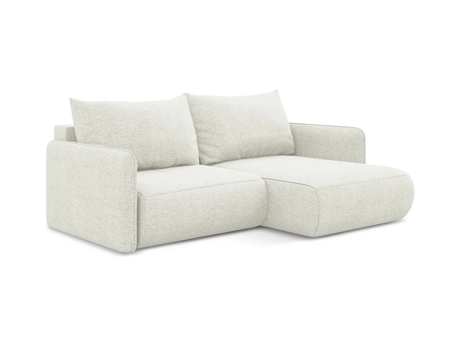 Ecksofa mit Schlaffunktion - Ecke Rechts - Chenille - Weiß - NANEA