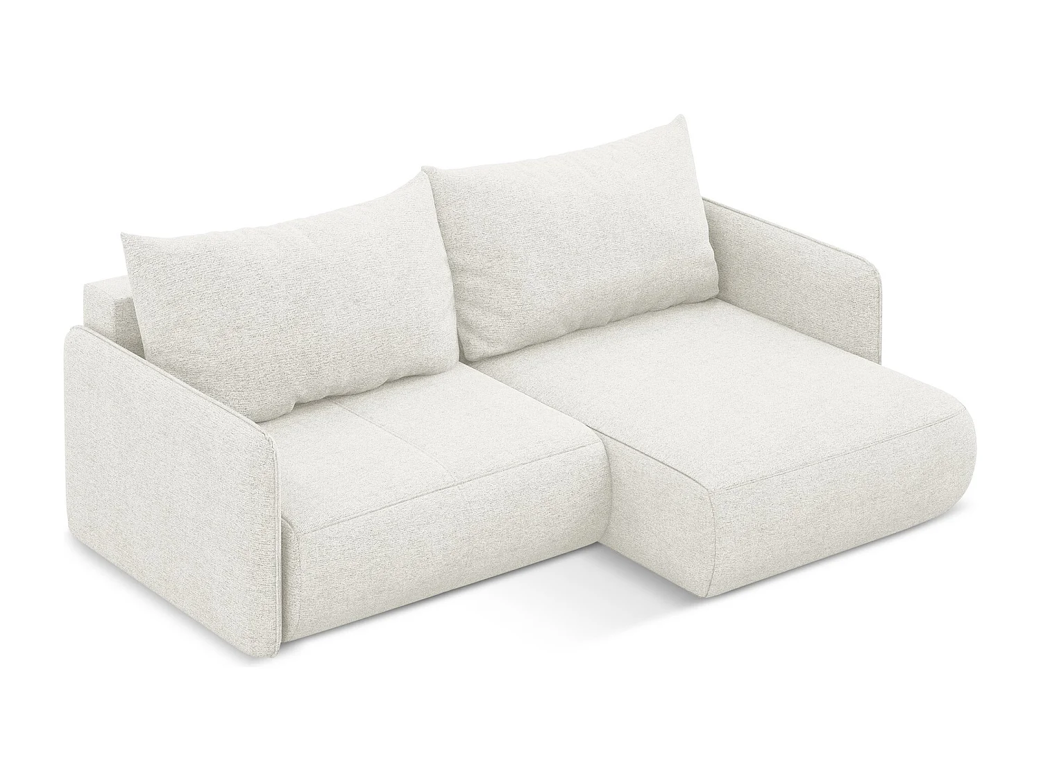 Canapé d’angle 2,5 places droit convertible en tissu chenille - blanc - NANEA