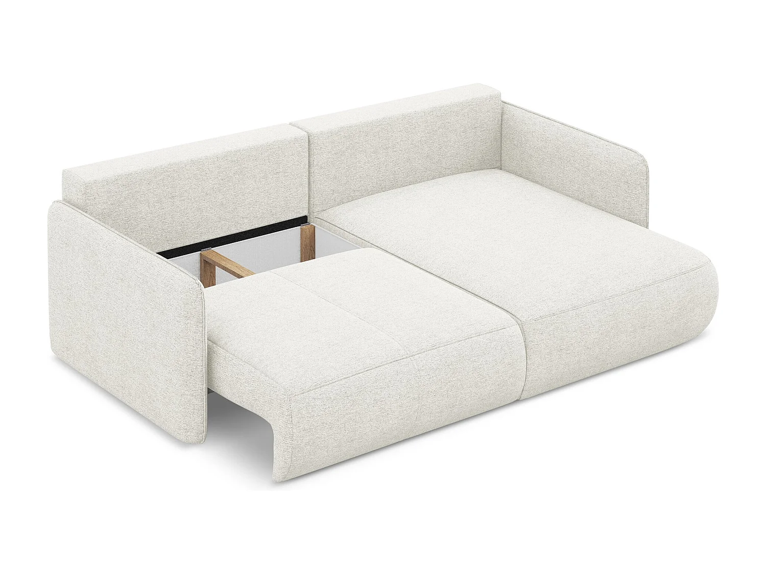 Canapé d’angle 2,5 places droit convertible en tissu chenille - blanc - NANEA