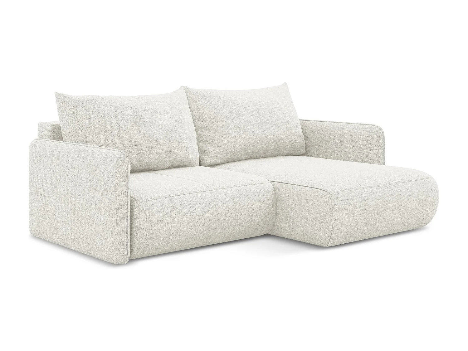 Canapé d’angle 2,5 places droit convertible en tissu chenille - blanc - NANEA