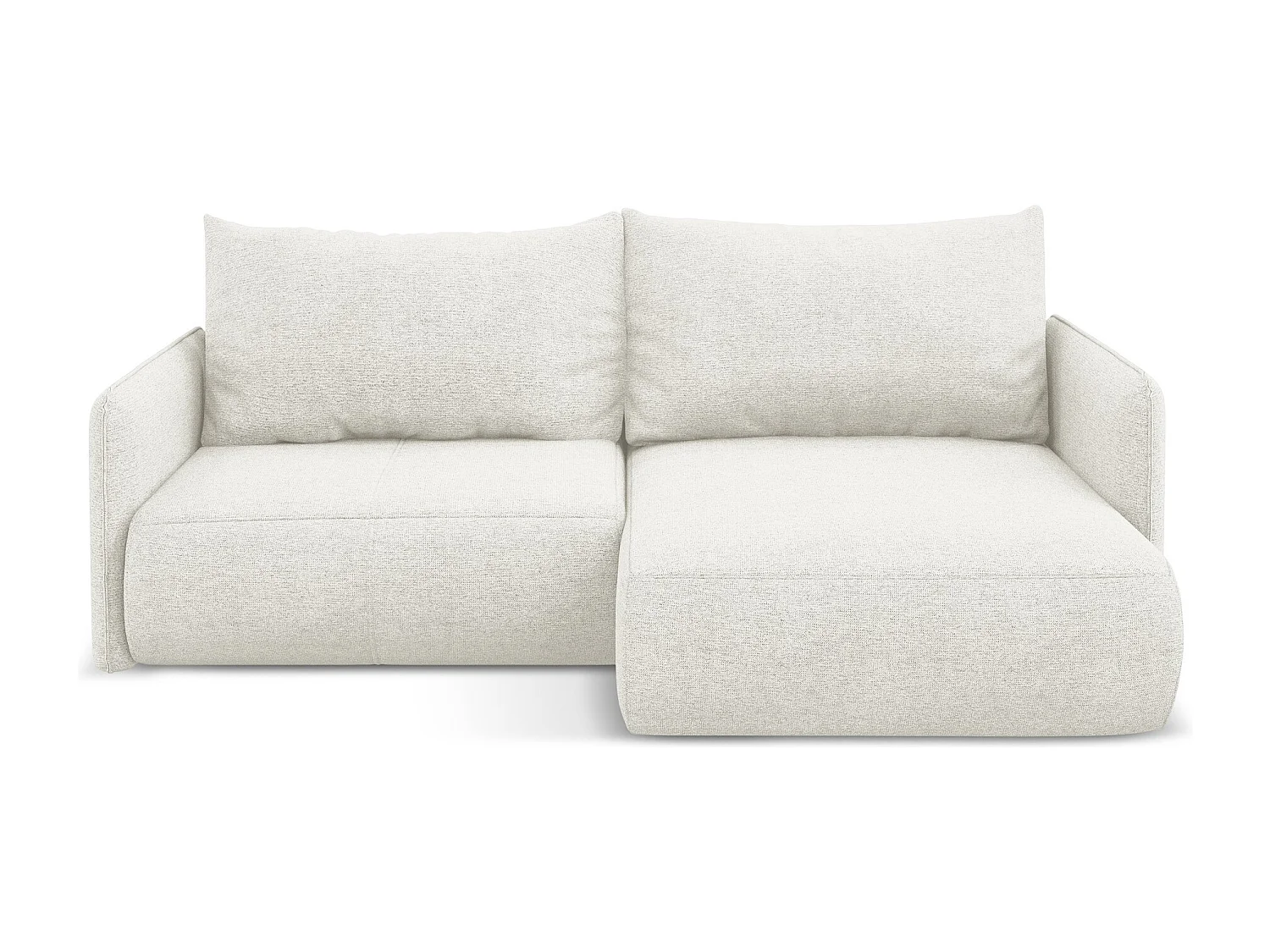 Canapé d’angle 2,5 places droit convertible en tissu chenille - blanc - NANEA