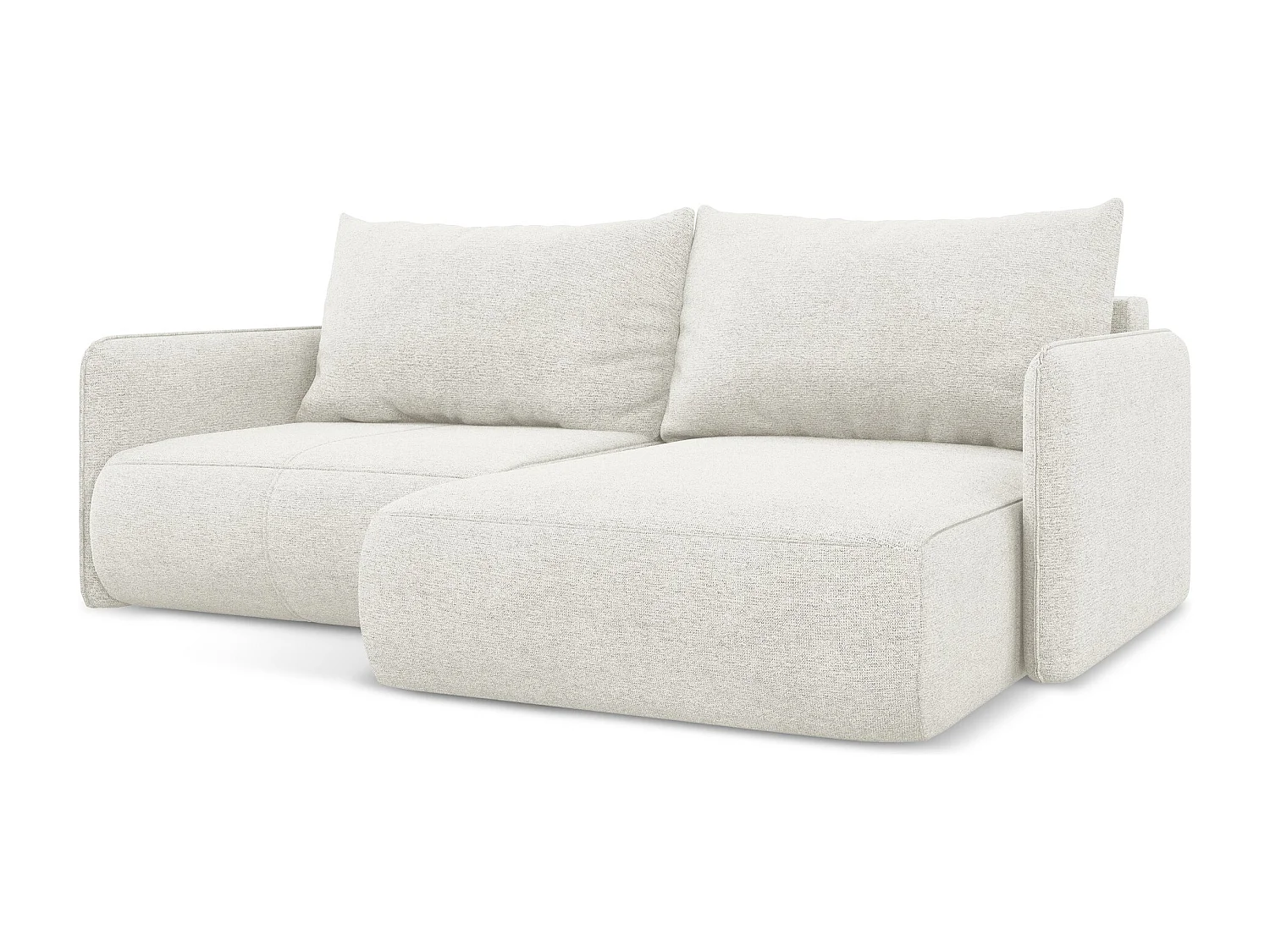 Canapé d’angle 2,5 places droit convertible en tissu chenille - blanc - NANEA