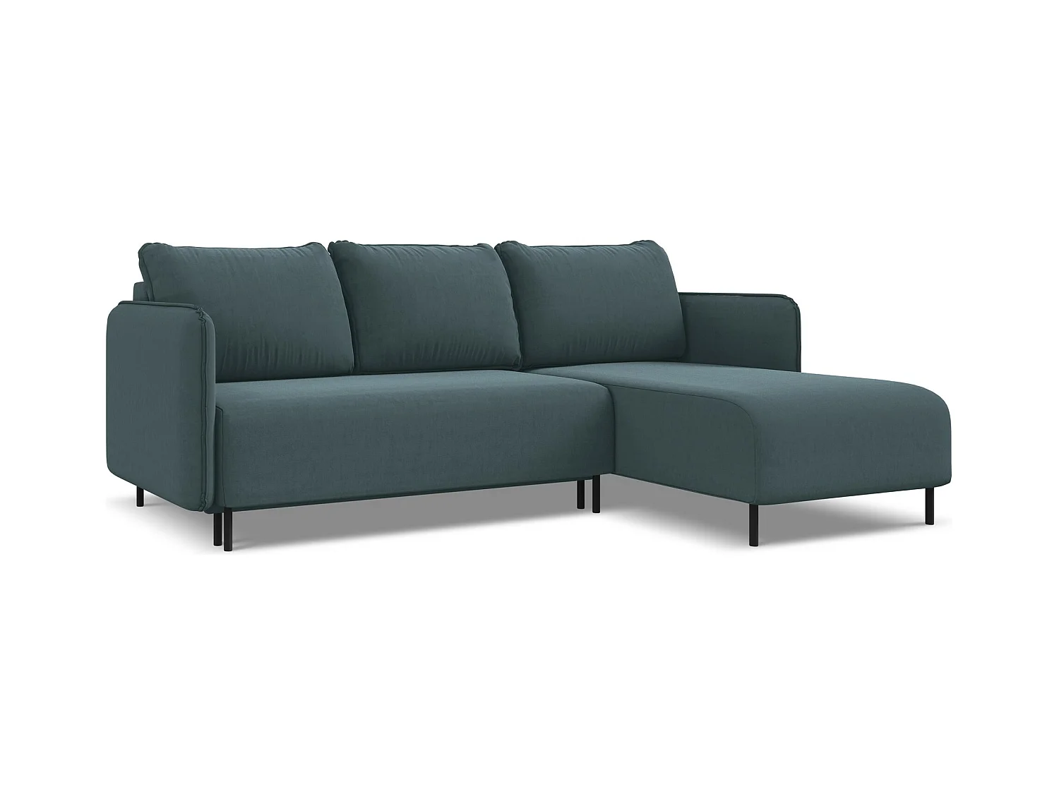 Ecksofa mit Schlaffunktion - Ecke Rechts - Samt - Marine - LUANA