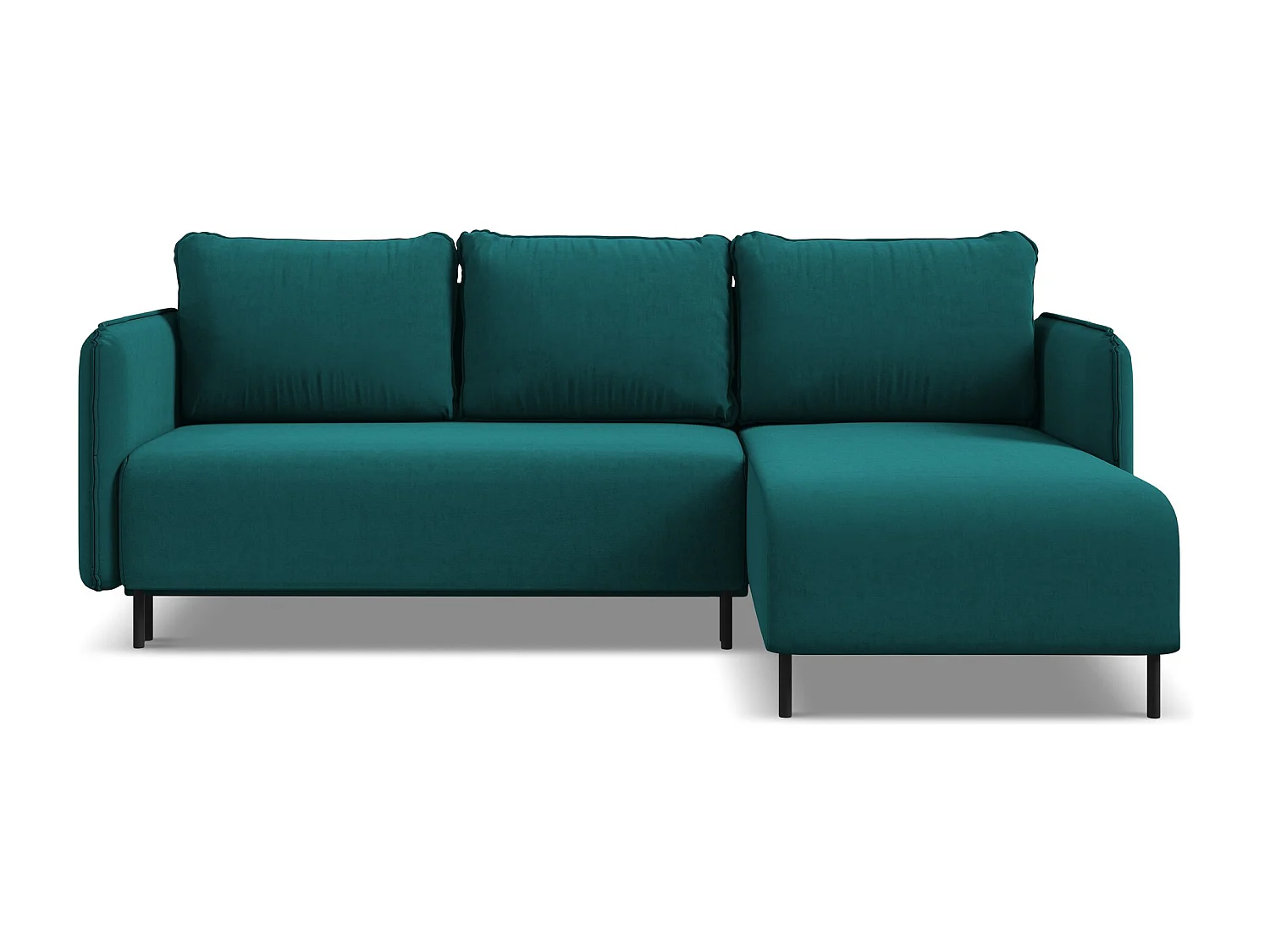 Ecksofa mit Schlaffunktion - Ecke Rechts - Samt - Marine - LUANA