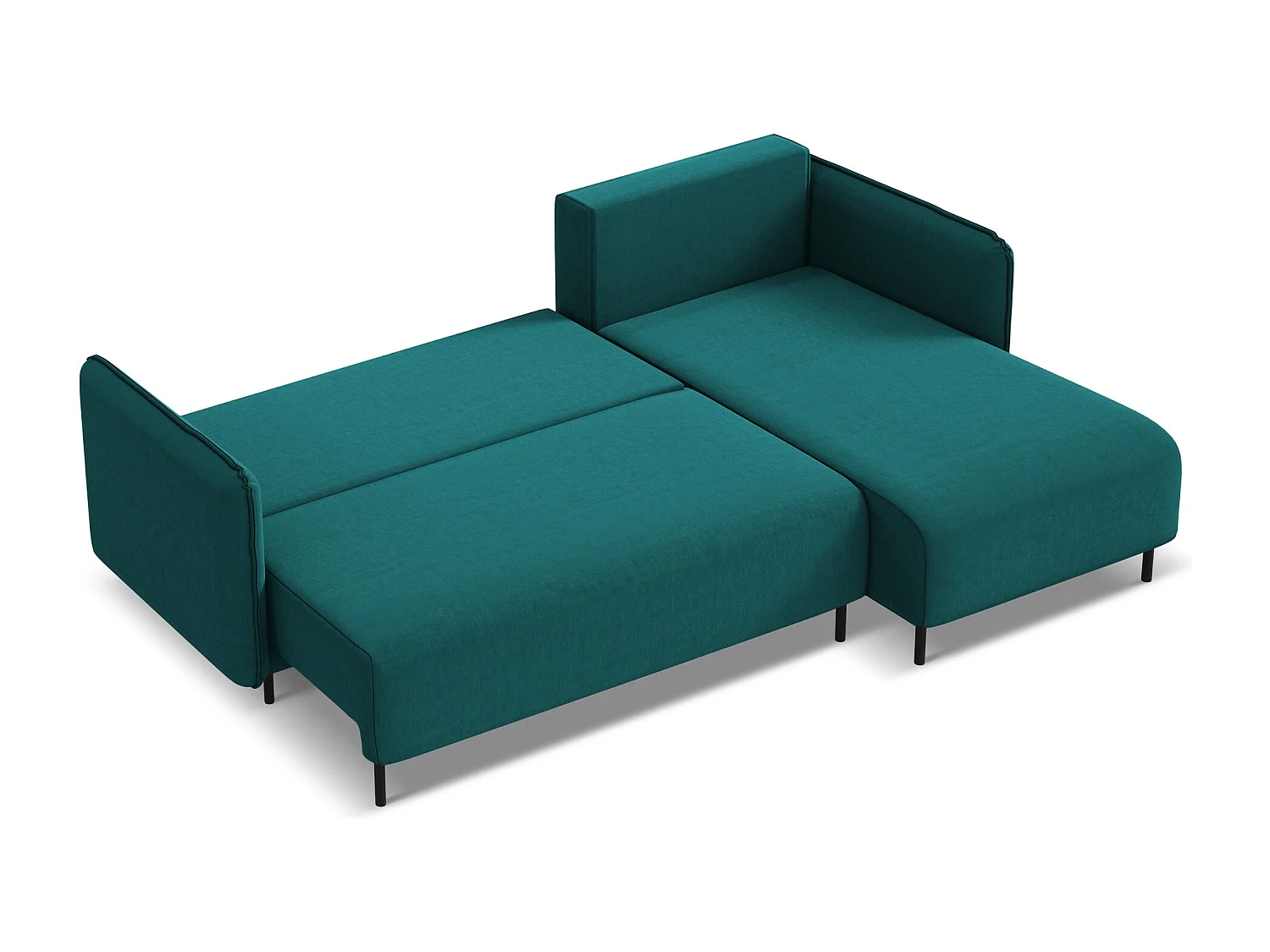 Ecksofa mit Schlaffunktion - Ecke Rechts - Samt - Marine - LUANA