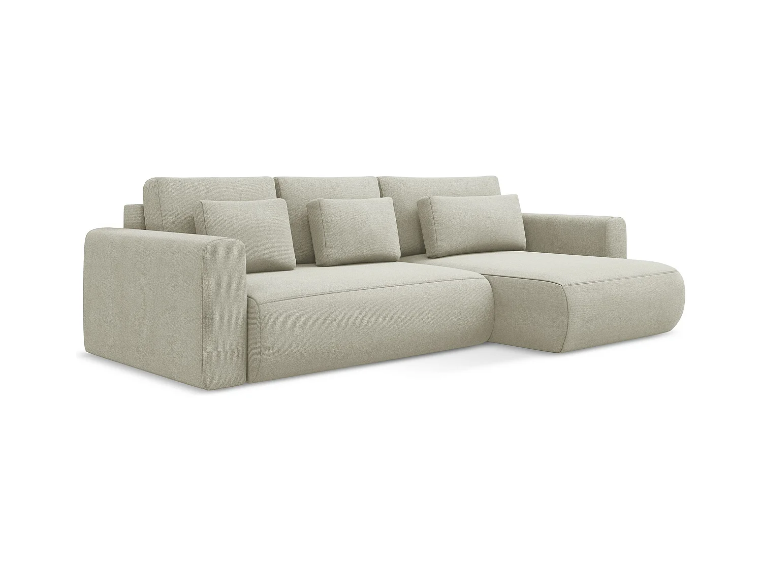 Ecksofa mit Schlaffunktion - Ecke Rechts - Strukturstoff - Hell beige - KAPUA