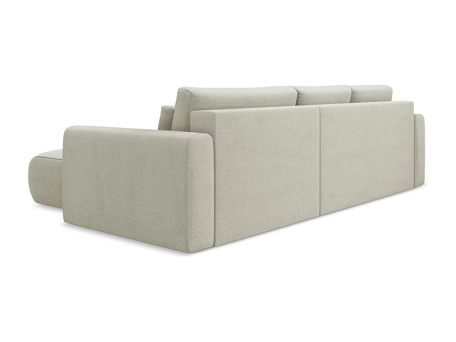 Canapé d’angle 3 places droit convertible en tissu texturé - beige clair - KAPUA