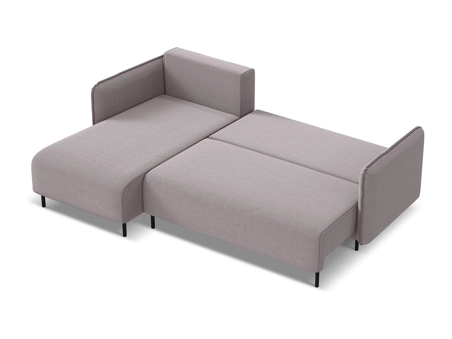 Hoekslaapbank links van lavendel velours - LUANA