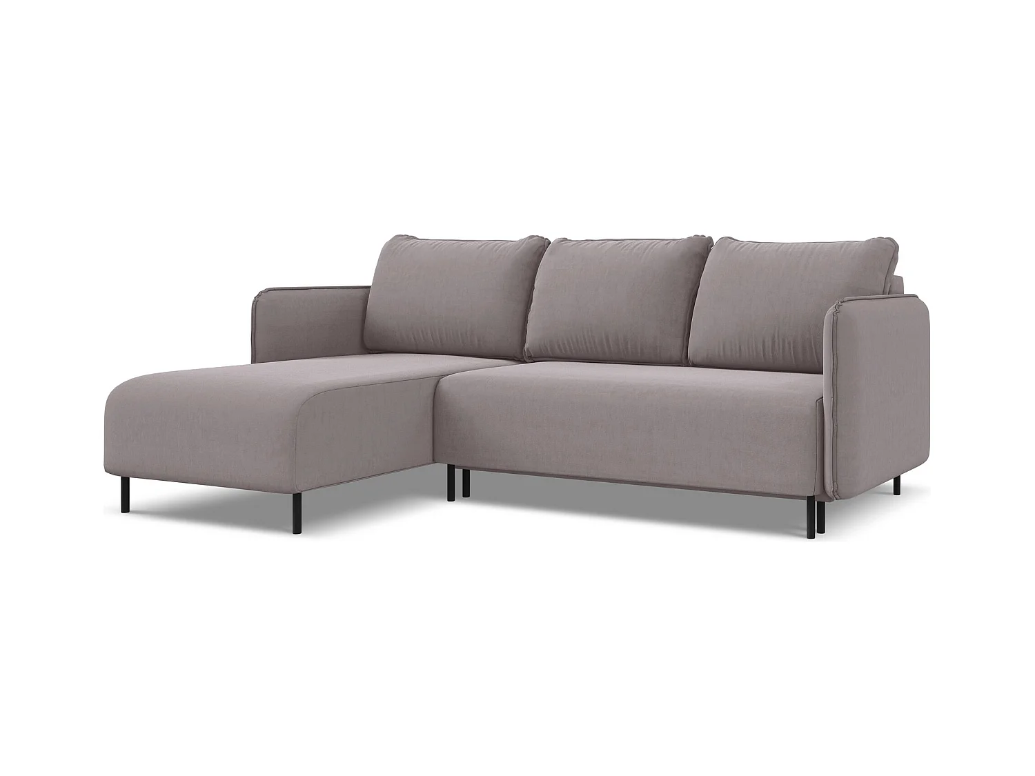 3-Sitzer Ecksofa mit Schlaffunktion - Ecke Links - Samt - Lavendel - LUANA