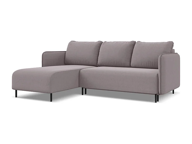 3-Sitzer Ecksofa mit Schlaffunktion - Ecke Links - Samt - Lavendel - LUANA