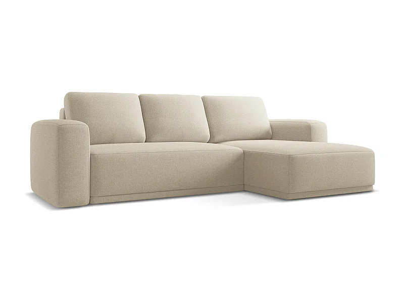 Ecksofa mit Schlaffunktion - Ecke Rechts - Chenille - Dunkelbeige - KAILA