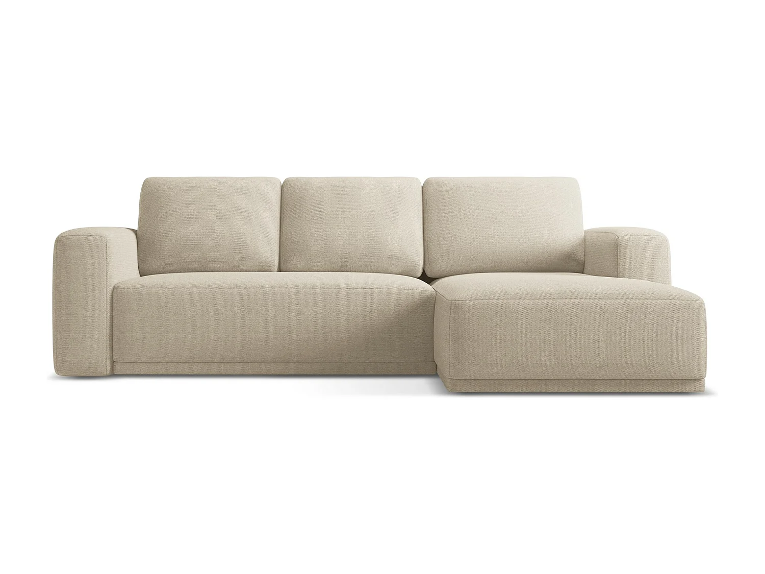 Narożnik prawostronny z funkcją spania - z tkaniny szenilowej - ciemny beż - KAILA