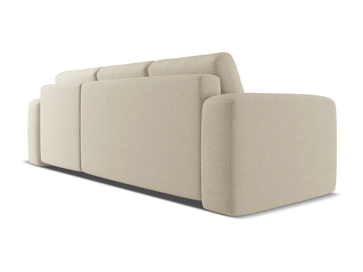 Narożnik prawostronny z funkcją spania - z tkaniny szenilowej - ciemny beż - KAILA