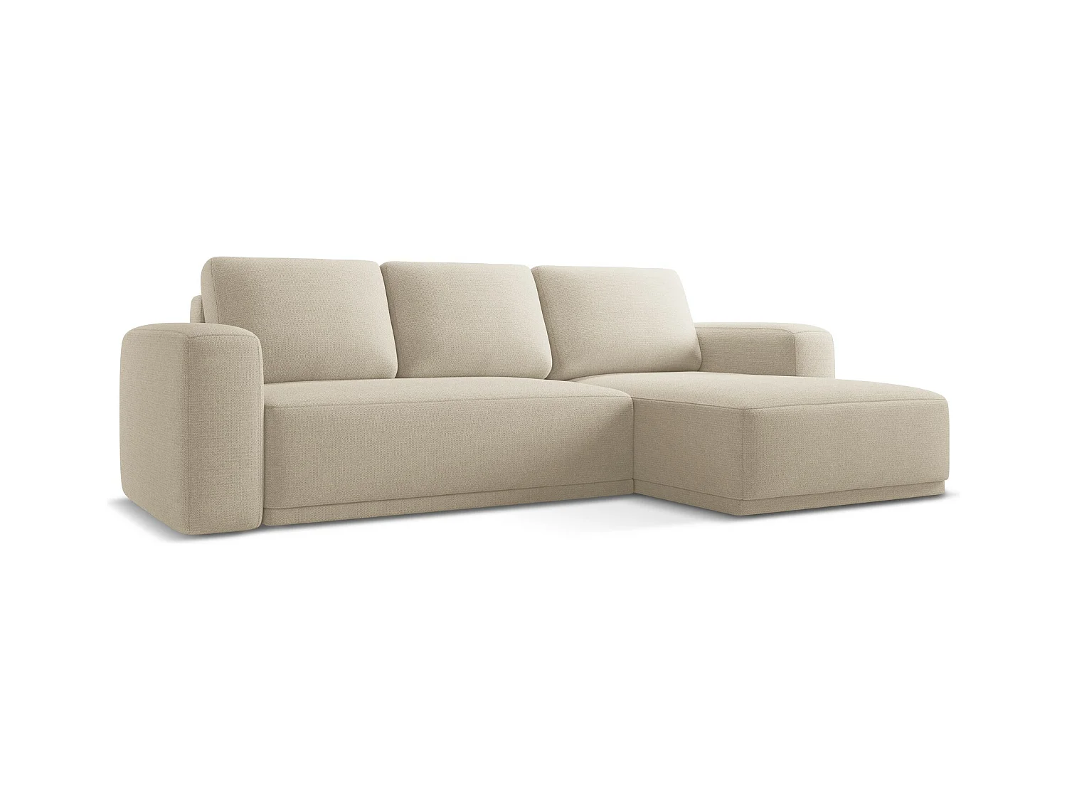 Ecksofa mit Schlaffunktion - Ecke Rechts - Chenille - Dunkelbeige - KAILA