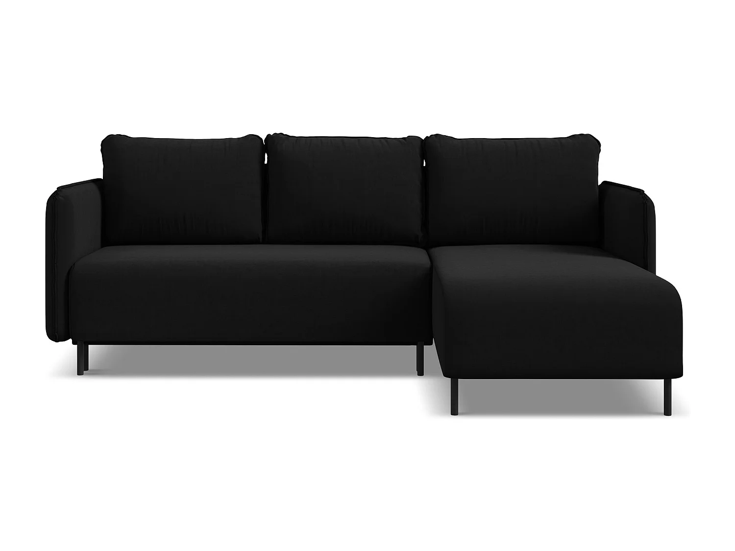 Ecksofa mit Schlaffunktion - Ecke Rechts - Samt - Schwarz - LUANA