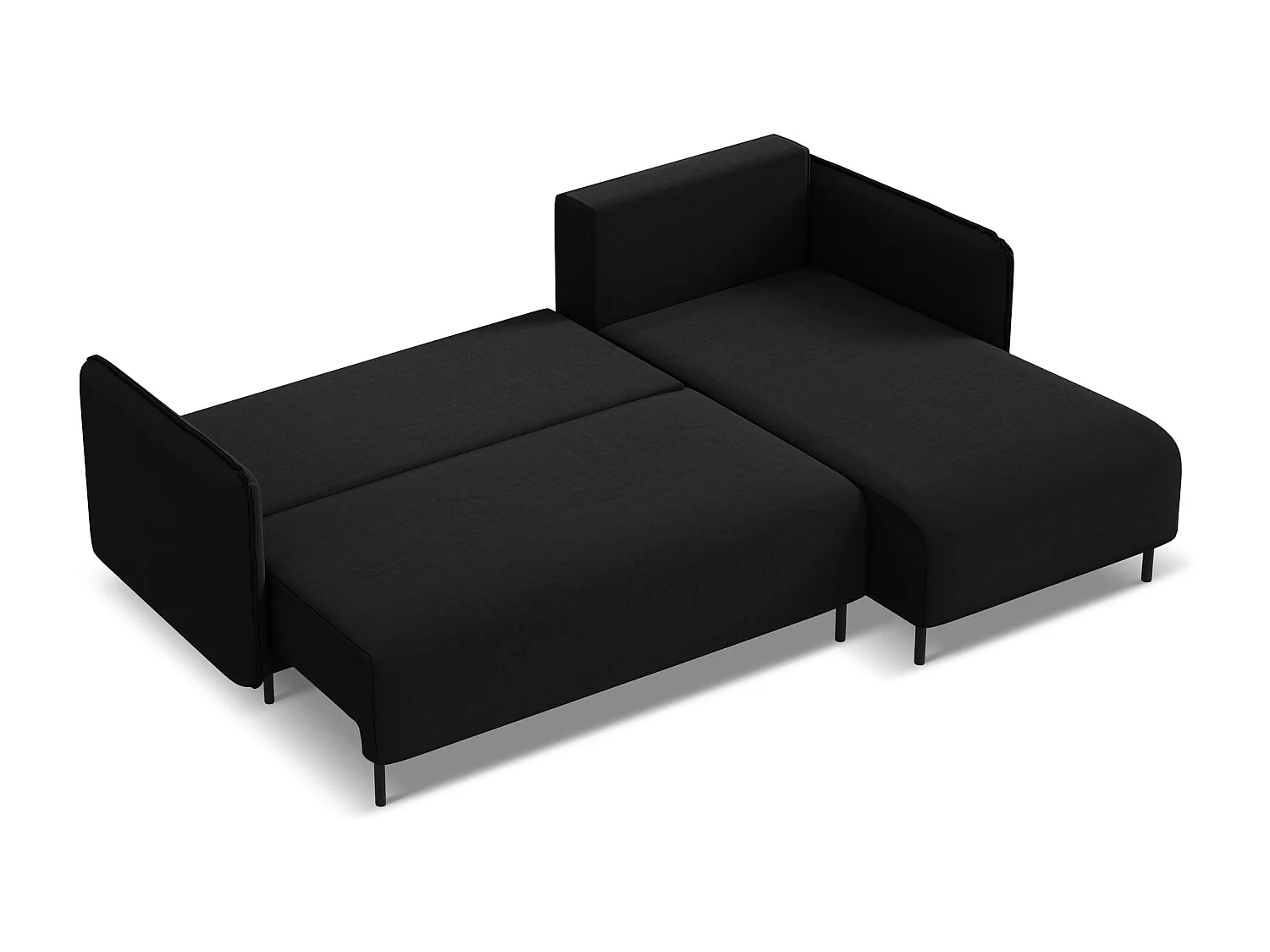 Ecksofa mit Schlaffunktion - Ecke Rechts - Samt - Schwarz - LUANA