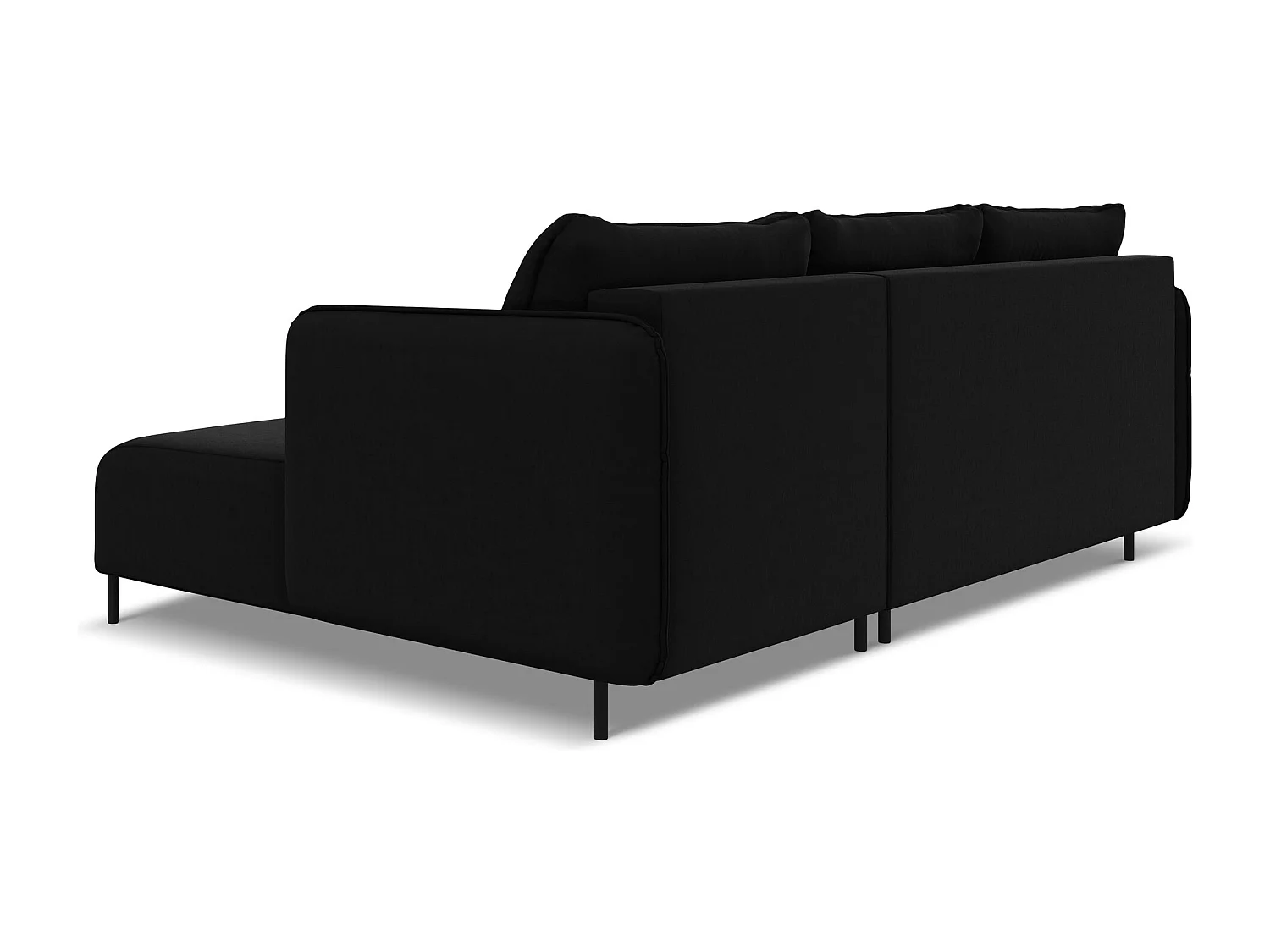 Ecksofa mit Schlaffunktion - Ecke Rechts - Samt - Schwarz - LUANA