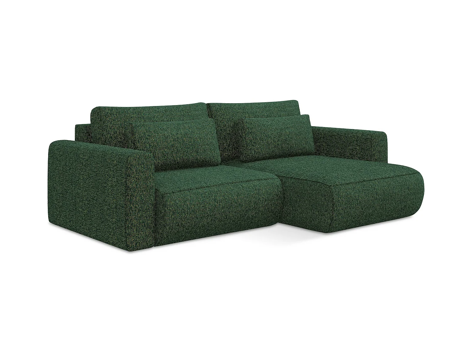 Canapé d’angle 2,5 places droit convertible en tissu texturé - vert - KAPUA