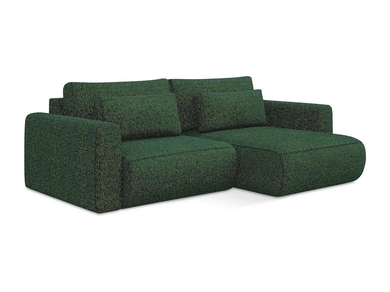 Sofá esquinero convertible 2,5 plazas derecho de tela texturizada verde - KAPUA