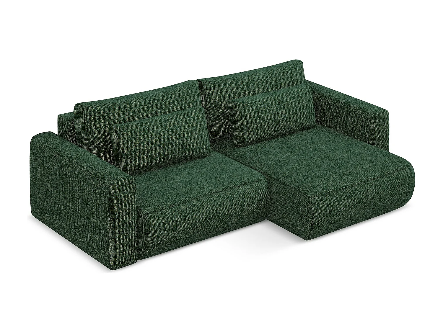 Sofá esquinero convertible 2,5 plazas derecho de tela texturizada verde - KAPUA