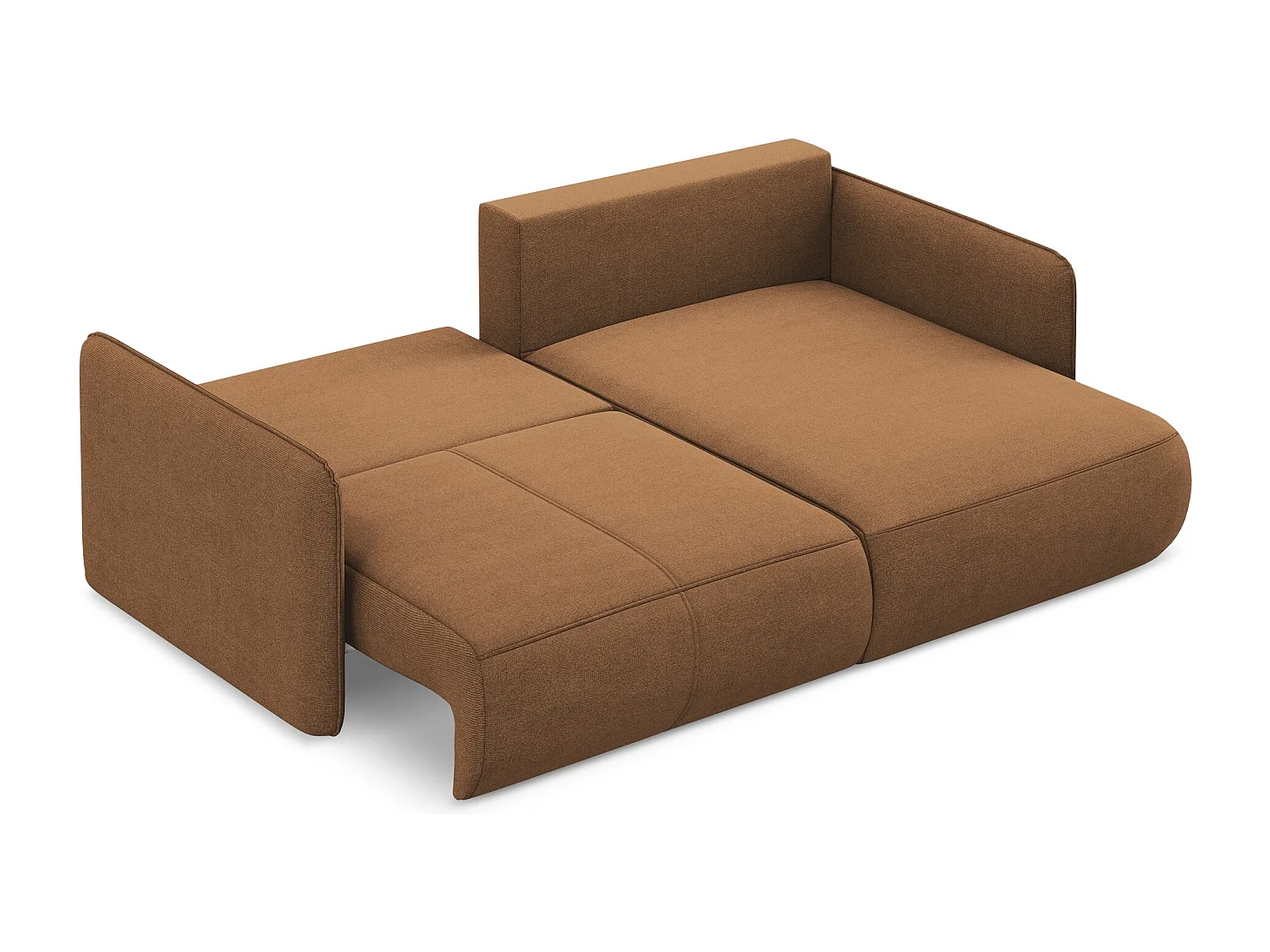 Canapé d’angle 2,5 places droit convertible en tissu texturé - terre cuite - NANEA