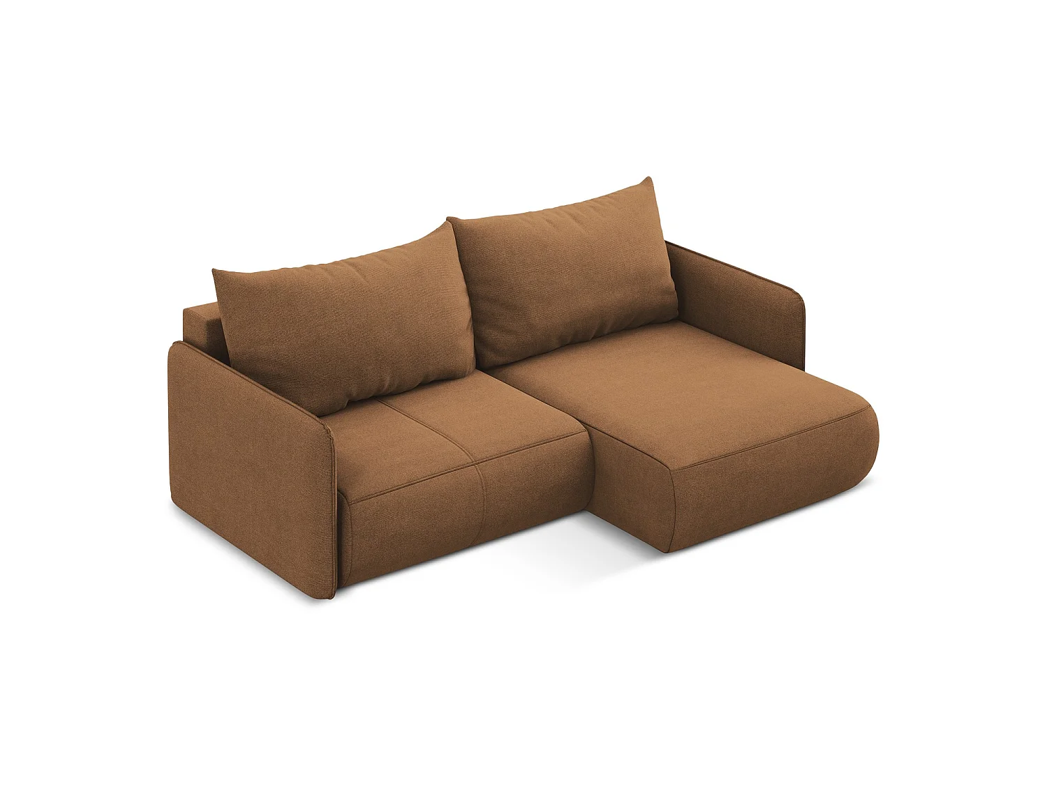 2,5-Sitzer Ecksofa mit Schlaffunktion - Ecke Rechts - Strukturstoff - Terrakotta - PALERMO