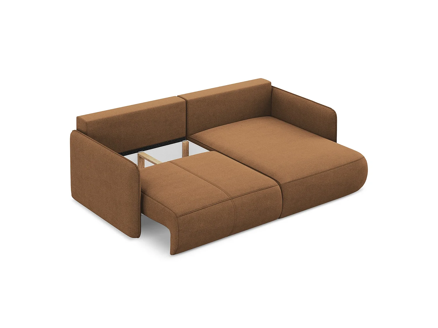 2,5-Sitzer Ecksofa mit Schlaffunktion - Ecke Rechts - Strukturstoff - Terrakotta - PALERMO