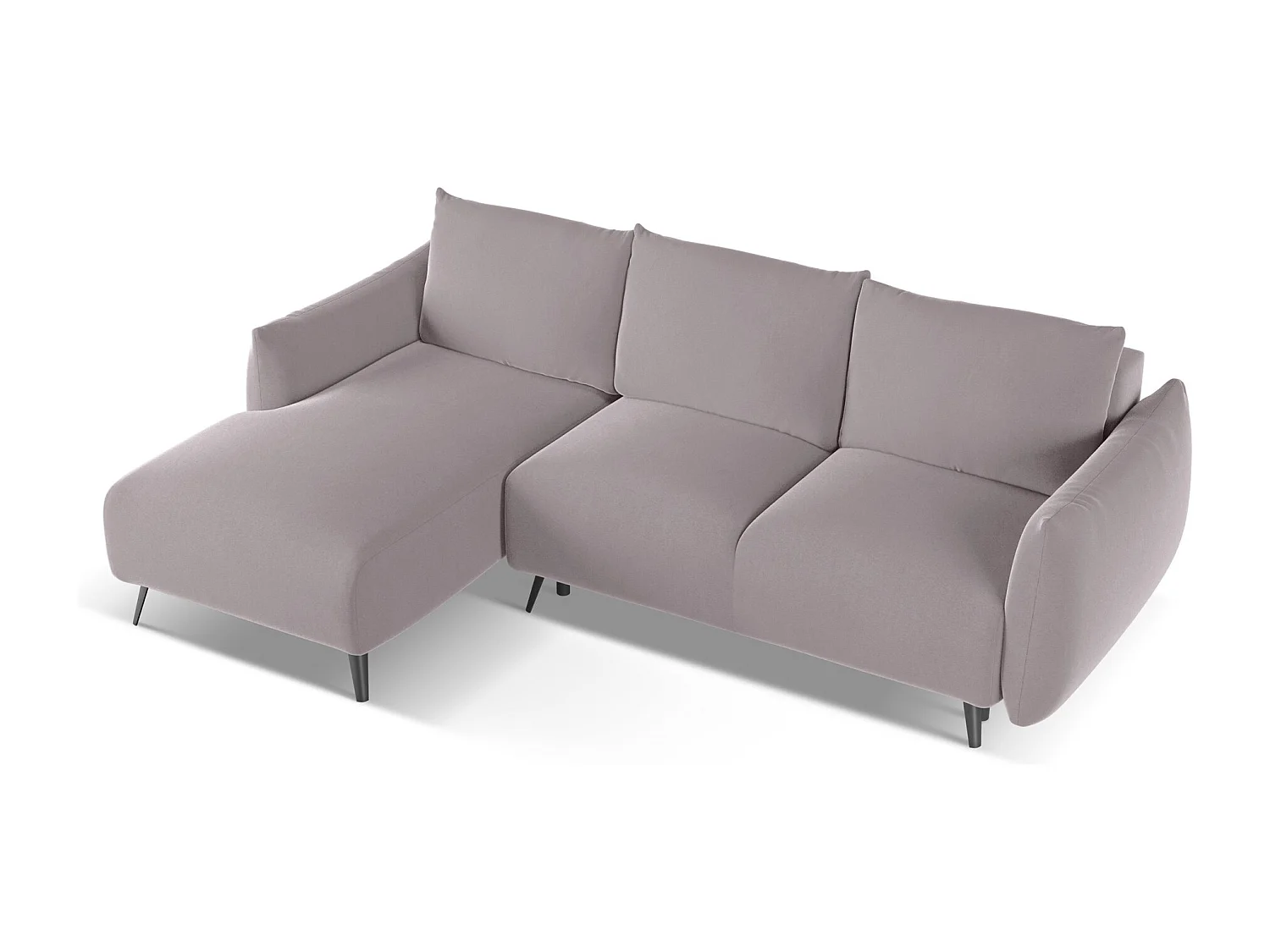 Canapé d'angle gauche convertible en velours - lavande - MALIE