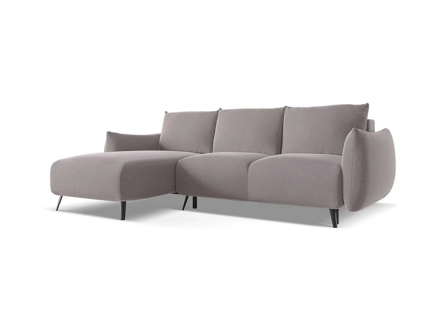 3-Sitzer Ecksofa mit Schlaffunktion - Ecke Links - Samt - Lavendel - MALIE