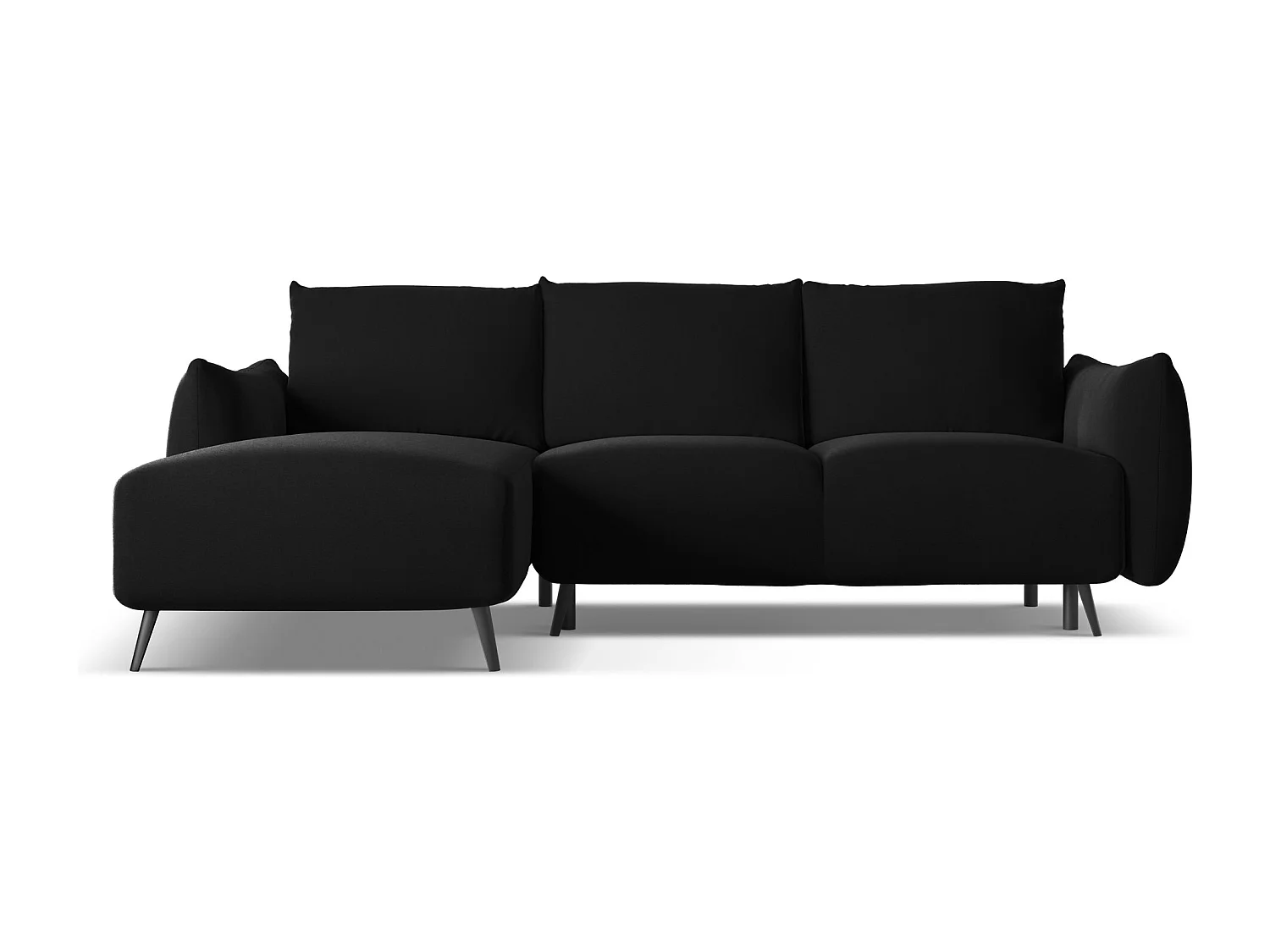 Canapé d'angle gauche convertible en velours - noir - MALIE