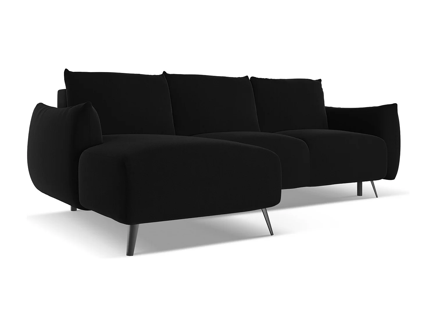 Canapé d'angle gauche convertible en velours - noir - MALIE